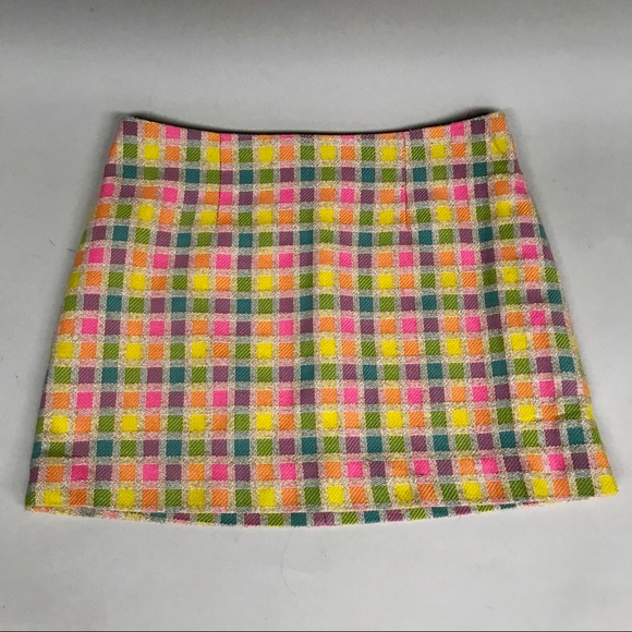 Lily Pulitzer plaid neon and metallic mini skirt - Picture 1 of 5